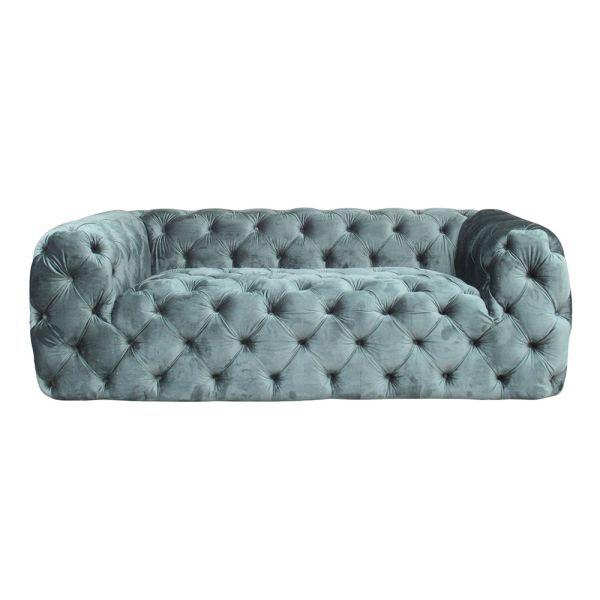 190cm Length dark green Living Room Velvet Fabric Button Tufted Sofa