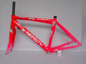 RB-NT11 carbon frame 48CM road bike frame with decal peony flower (pink)