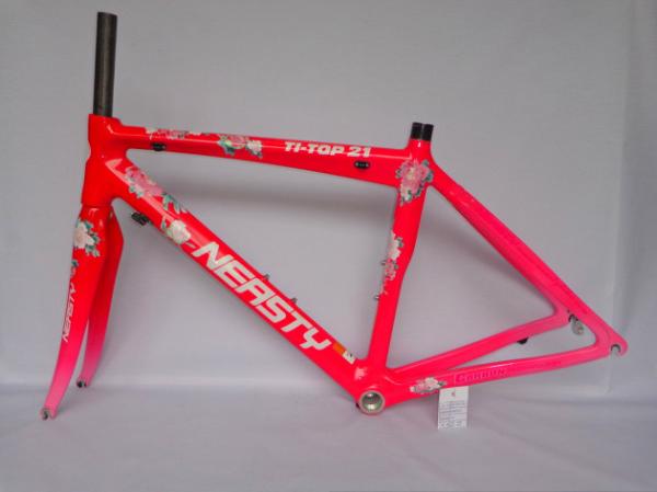 Buy RB-NT11 carbon frame 48CM road bike frame with decal peony flower (pink) at wholesale prices