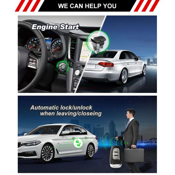 Passive Keyless Engine Start Stop System 100-120m LED Status For Truck