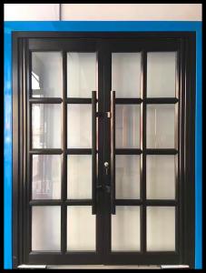 China Black Wrought Iron Double French Doors Electronic Lock OEM on sale
