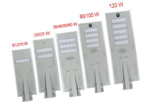 Quality Integrated Solar LED Street Light 8W 12W 15W 20W All In One Garden Street Light for sale