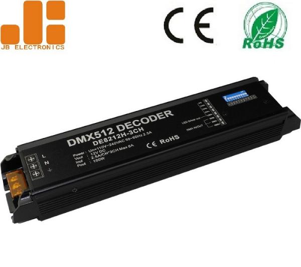 Buy 3CH DC12V Output DMX512 Decoder LED Dimmer Controller with High Voltage Intput at wholesale prices