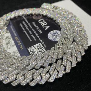 Quality 925 Sterling Silver Vvs Moissanite Cuban Chain Bracelet 14mm Miami Cuban Link Chain for sale