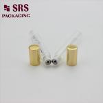 SRS empty 8ml clear glass perfume roll on bottle with gold aluminum cap