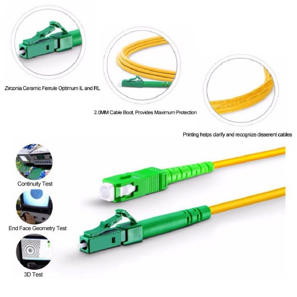 APC SC LC Single Mode Simplex Fiber Optic Jumper SM SX 3 Meters