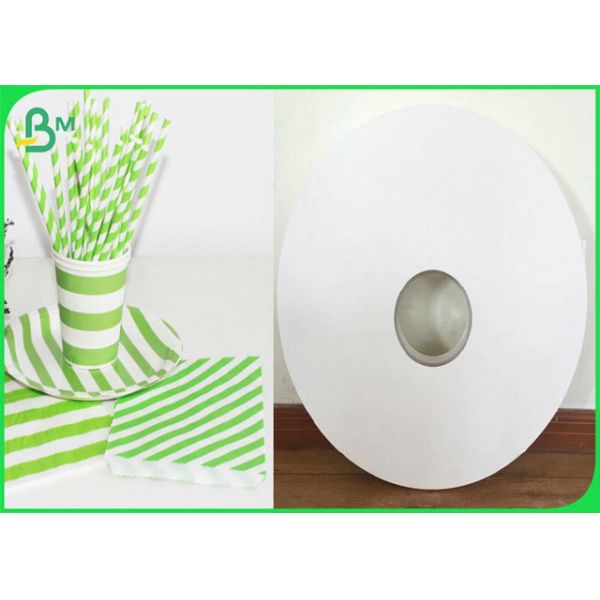 Food safe ink colorful printed striped drinking straws paper roll with 60g to 120g