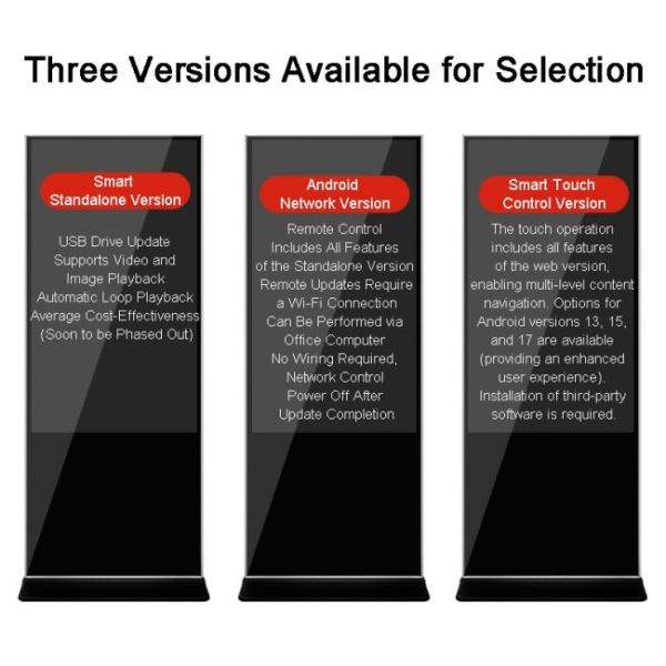 8 Array Mic 75 Inch Vertical Interactive Totem LCD Digital Signage Android Operating System