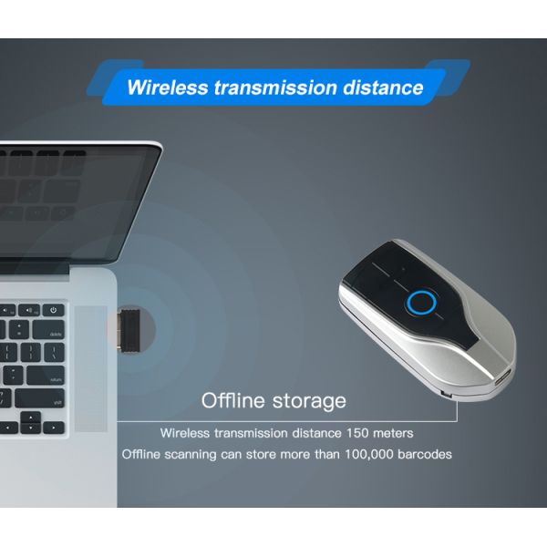 2.4GHz Wireless CMOS Bluetooth Barcode Scanner 450mAh Portable Mini Code Reader