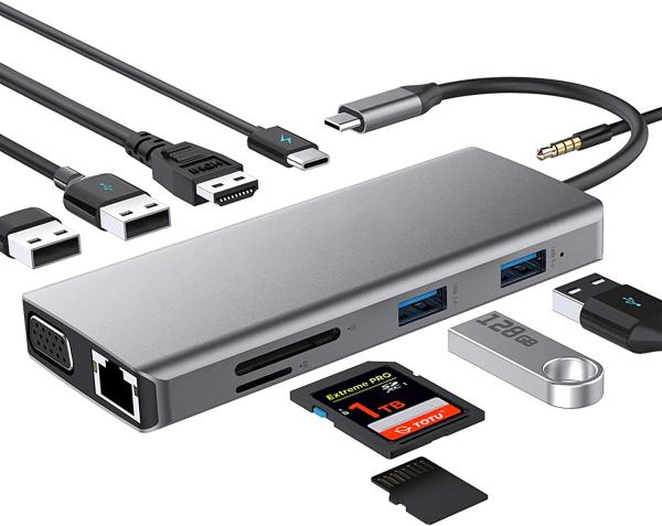 Buy 12 In 1 USB-C Type-C Docking Station For Charging Data Transfer And Speaker Function at wholesale prices