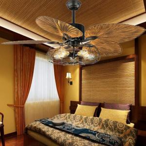 China European-style retro ceiling fan remote control Ceiling Fans Restaurant Living Room ceiling light with fan(WH-CLL-12) on sale