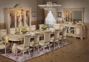 Quality Luxurious Italian Palace Wooden Carving Dining Table Set Antique Dining Room Furniture for sale