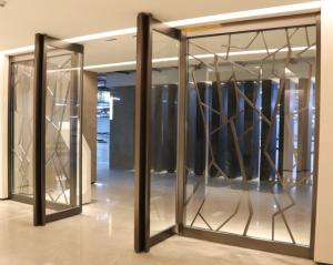 China Steel Frame Accommodate Glass Panel , Main Entrance Metal Door Frame on sale