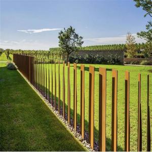 China Outside Rusty Metal Blades Corten Steel Picket Fence For Garden Security on sale