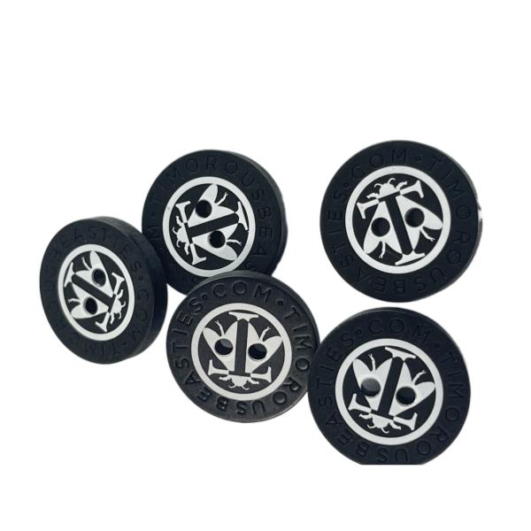 Silk Printed Plastic Resin Buttons Engraved Logo Blouses Coat Button Four Hole In 32L For Clothing