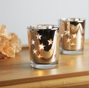 China Star candle holder mercury glass candle holder/jar/cup tealight candle holder for wedding gift on sale