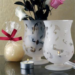 Quality frosting pattern tall glass flower vases for sale