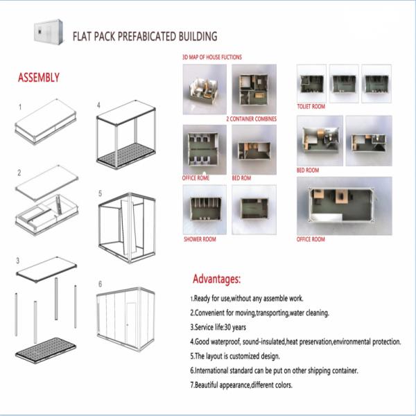 Graphic Modern Tiny Detachable Flat Pack Container House With Bathroom And Kitchen