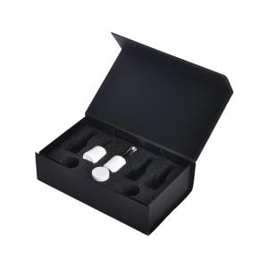 China Recyclable Black Magnetic Gift Box Nail Polish Set Packaging With Foam Insert on sale