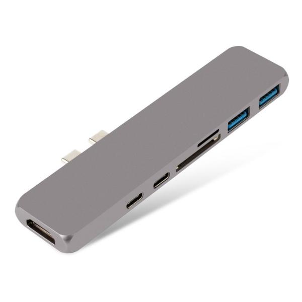 Buy 7 in 1 Thunderbolt 3 Type C USB C USB 3.1 Hub Docking to 4K +USB3.0*2+Type C*2+SD/Micro card reader adapter at wholesale prices