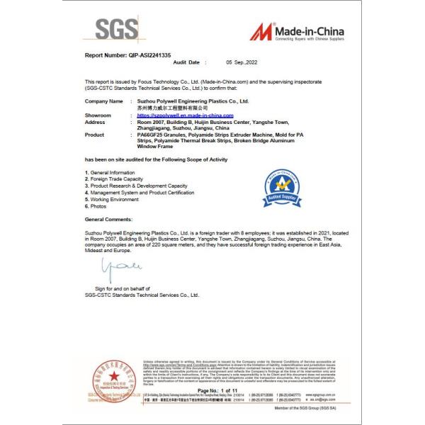 Customized PA66GF25 Profile Extrusion Mould Tool Polyamide Plastic Injection Mold