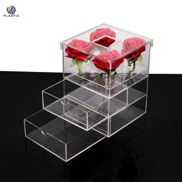 Home Organization Flower Rose Acrylic Storage Box Easy Clean Customized Thickness