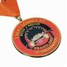 0.8-5mm Bronze Plating Custom Sports Medals Red Enamel Zinc Alloy With Engraved Logo Lanyard for sale