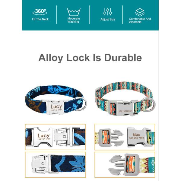 Beautiful Pattern Adjustable Nylon Collar Customized Color Pet Dog Accessories