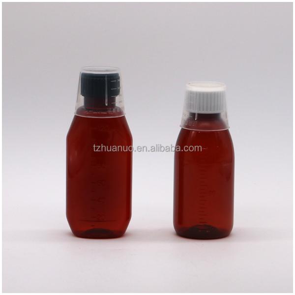 SCREW CAP 120mL Amber Oval Pharmacy Container with Child Safety Cap and Maple Syrup