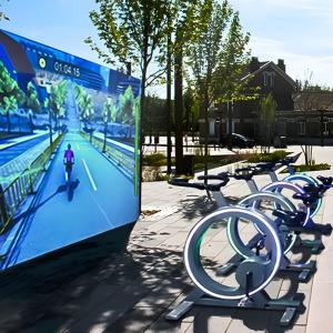 Quality Dynamic Bike VR Game Fitness Interactive Wall Projection Outdoor / Indoor for sale