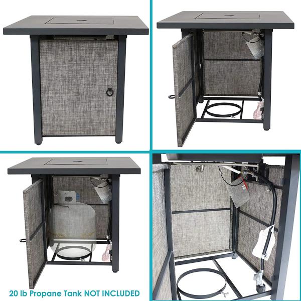 Metal Propane Brazier Gas Square Fire Pit Great For Patio Deck Or Backyard