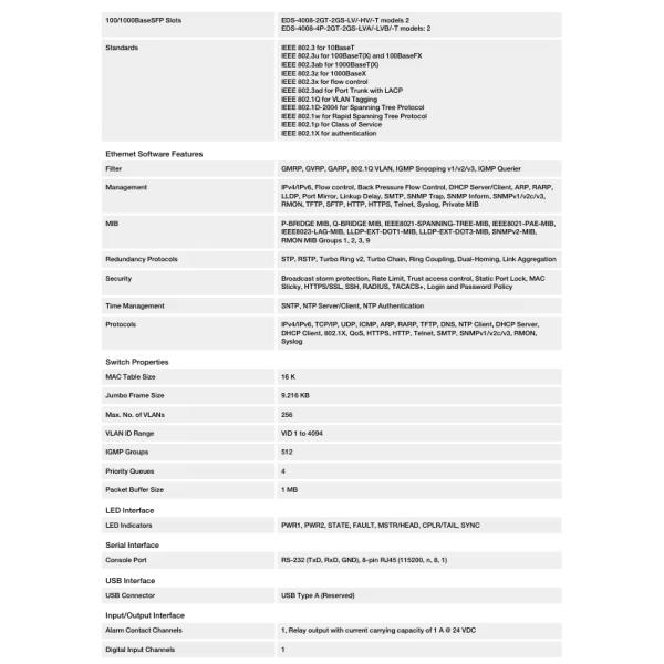 Layer 2 Managed Switches 8-port Moxa EDS-4008 series switch