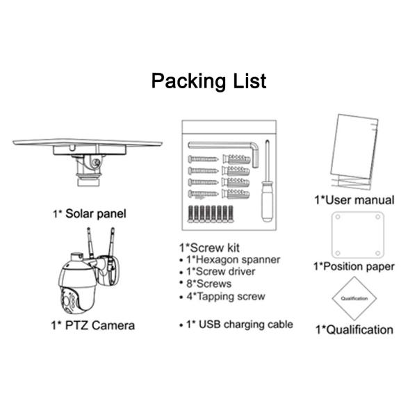 Outdoor Solar Powered 2MP Security Camera 2.4Ghz WiFi 5dbi Antenna