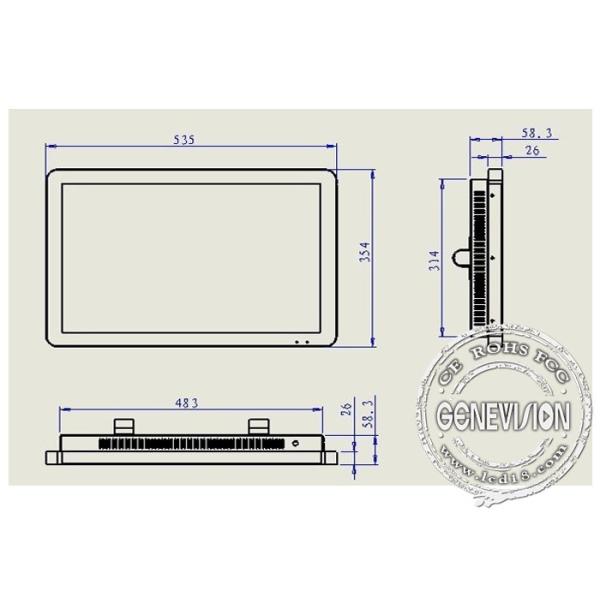 24 Inch Automotive Digital Signage Bus Tv Advertising Display 6-36 V DC Power Supply
