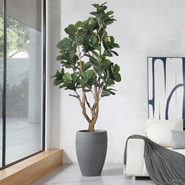 Multi-Stem 7ft Artificial Ficus Lyrata Faux Fiddle Leaf Fig Plant For Lobby Apartments hotel decolation