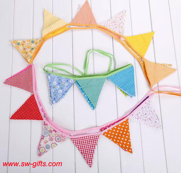 Event Party Supplies Birthday Wedding Christmas Decoration Multi-Color Fabric Bunting Penn