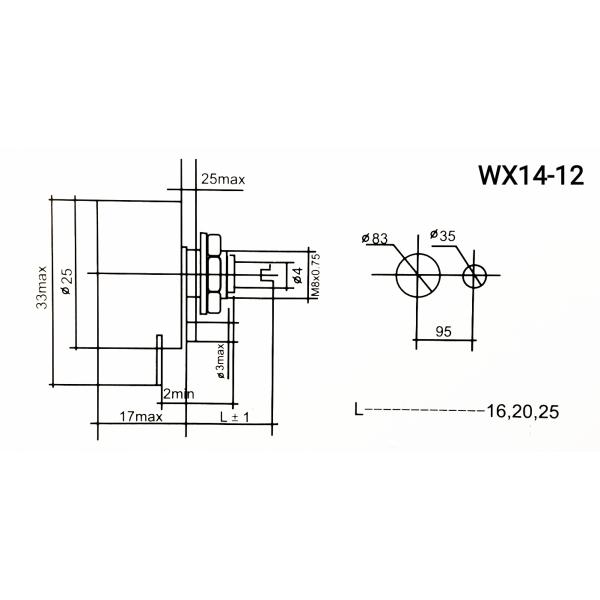 Single Circle WX14-12 3W Wirewound Potentiometer 1K 2K2 3K3 4K7 20K 10K 22K 100R 470R