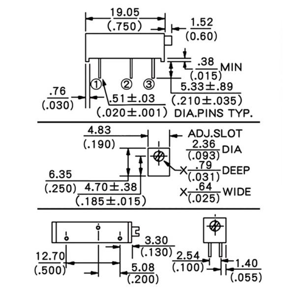 3006P Trimpot Trimmer Potentiometer Withstand Voltage 640V