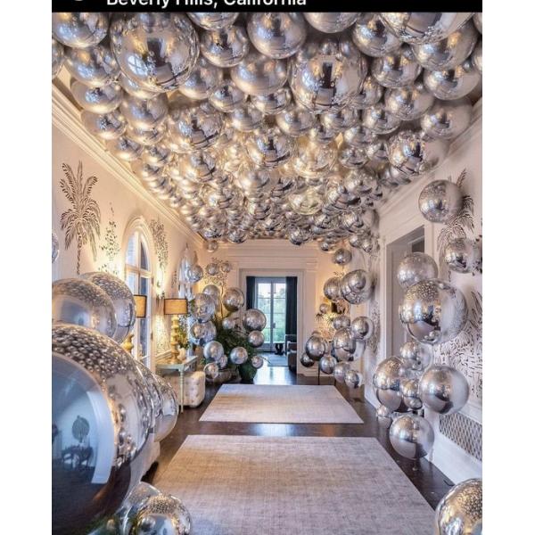 Colorful Giant Inflatable Mirror Ball Large Sealed Gold Silver Sphere Wedding Event Decoration Hanging Balloon Ornament