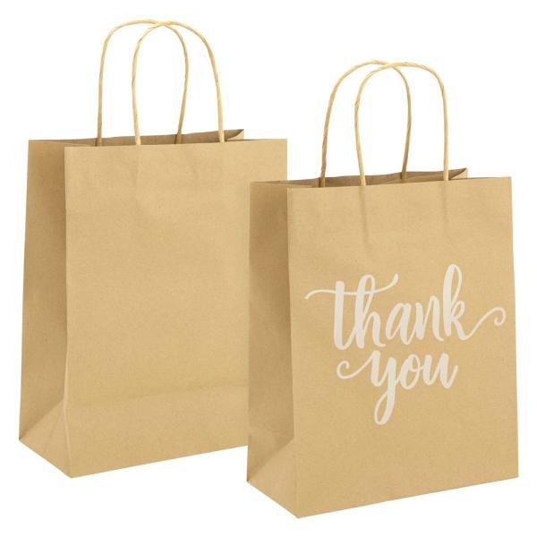 Customized Logo Online Custom Stylish Thank You Kraft Paper Bag for Supermarket Shopping