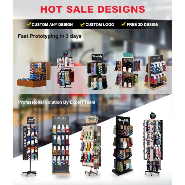 Shoe Display Rack Custom Metal Sock Display Rack Double Sided With Detachable Hooks