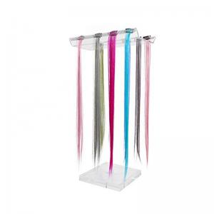 China Double Sided Clear Acrylic Wig Display Holder Lucite Hair Extension Stand and Separator for Hair Display Racks on sale