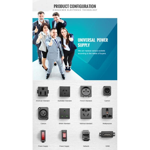 Plastic Recessed Power Bar Conference Table Socket Standard Grounding