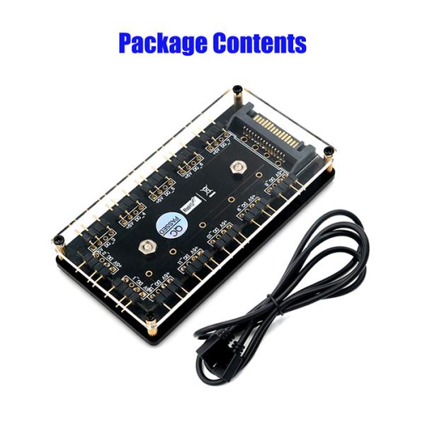 12 Way 5V RGB LED Splitter Hub With PMMA Case And Magnetic Standoff For ASUS/MSI 5V 3pin LED Controller