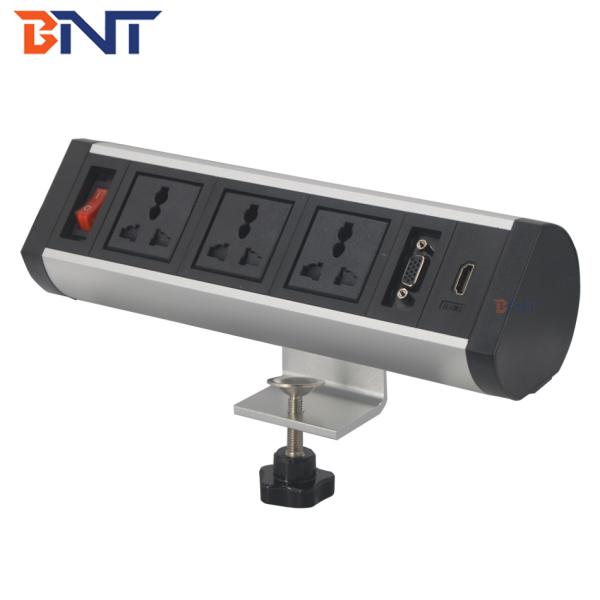 Double usb charger without cut-out hole movable table top power outlet for office table