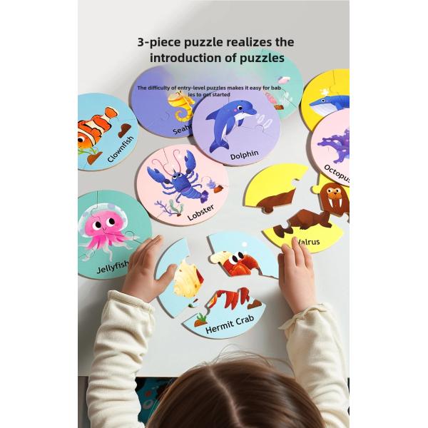 Children Puzzle Board Game Wooden Pair Animal Matching Puzzle Interactive Focus Logic Training Toy Educations Toys for Kids