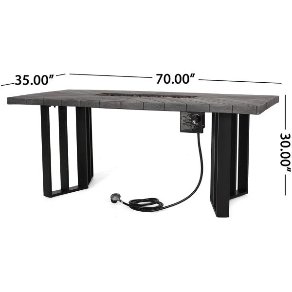 Black Or Dark Gray Rectangular Fire Pit Table Liquefied Petroleum Gas