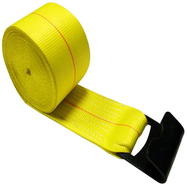 Custom 4 Inch Flatbed Trailer Winch Strap With Flat Hook Tie Down Strap