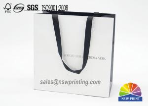 Quality Fashion Custom Paper Shopping Bags / Paper Carry Bag With Ribbon Handle for sale