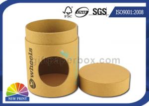 China Flat Cap Brown Kraft Paper Packaging Tube Customized Size with Die Cut Window on sale